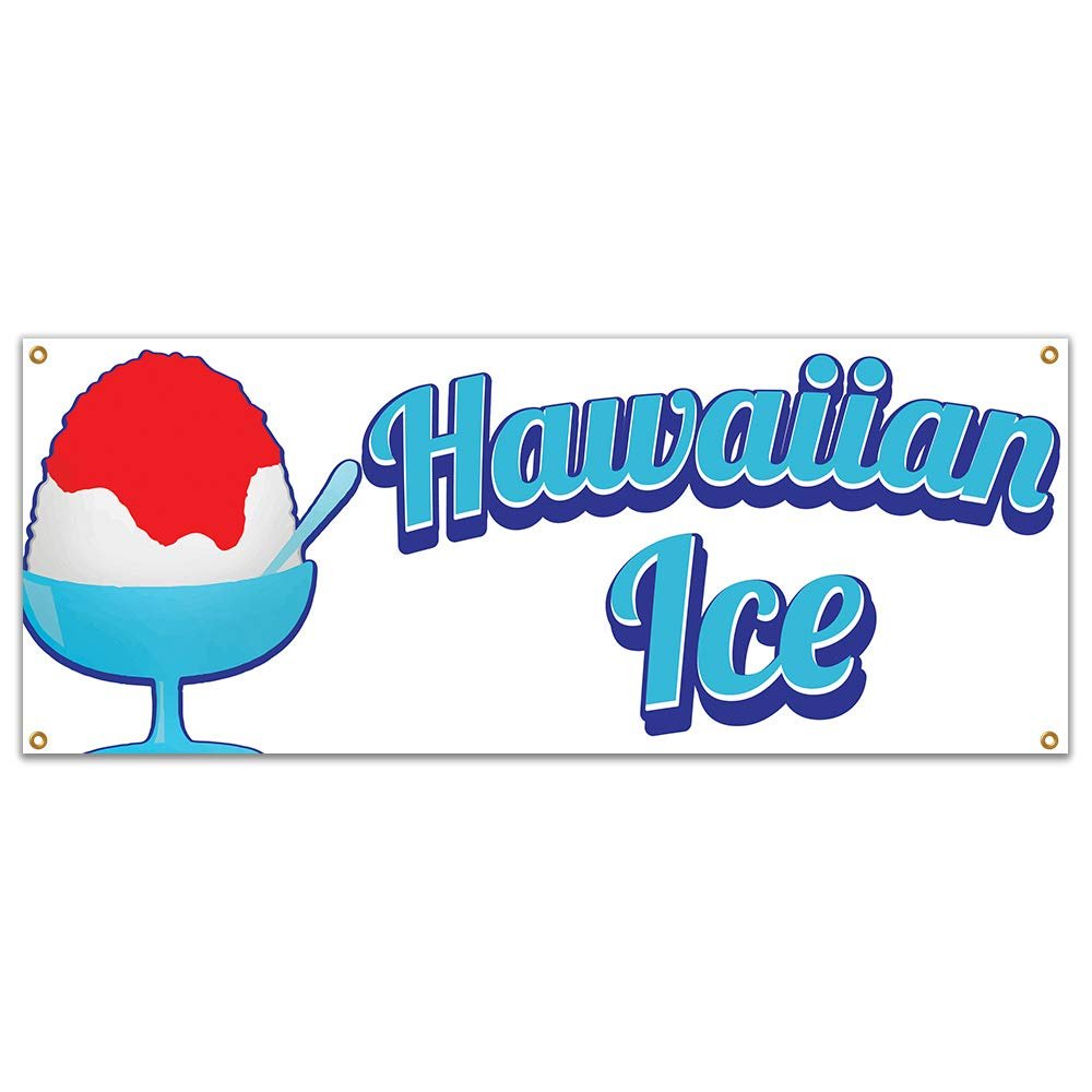 Hawaiian Ice 48" Banner Concession Stand Food Truck Single Sided