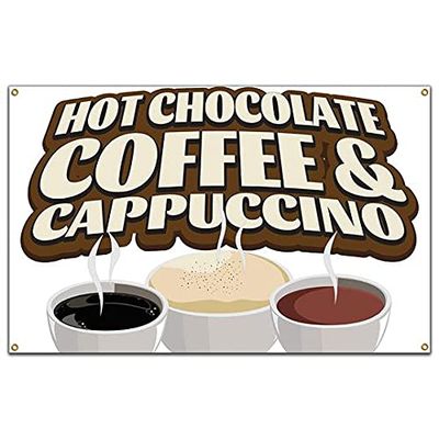 SignMission Hot Chocolate Coffee and Cappuccino 48" Banner Concession Stand Food Truck Single Sided