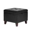 Homebeez Tufted Faux Leather Storage Ottoman Square Footrest Stool Bench, Cube Padded Seat (Black) view 1