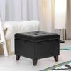 Homebeez Tufted Faux Leather Storage Ottoman Square Footrest Stool Bench, Cube Padded Seat (Black) view 2