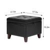 Homebeez Tufted Faux Leather Storage Ottoman Square Footrest Stool Bench, Cube Padded Seat (Black) view 3