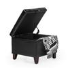 Homebeez Tufted Faux Leather Storage Ottoman Square Footrest Stool Bench, Cube Padded Seat (Black) view 4