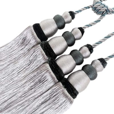 1 Pair Creative Double Balls Tassels Curtain Tiebacks Curtain Buckle Holder Tieback Curtain Tassel Holdbacks (Gray)