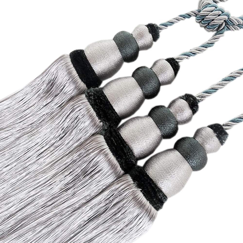 1 Pair Creative Double Balls Tassels Curtain Tiebacks Curtain Buckle Holder Tieback Curtain Tassel Holdbacks (Gray)