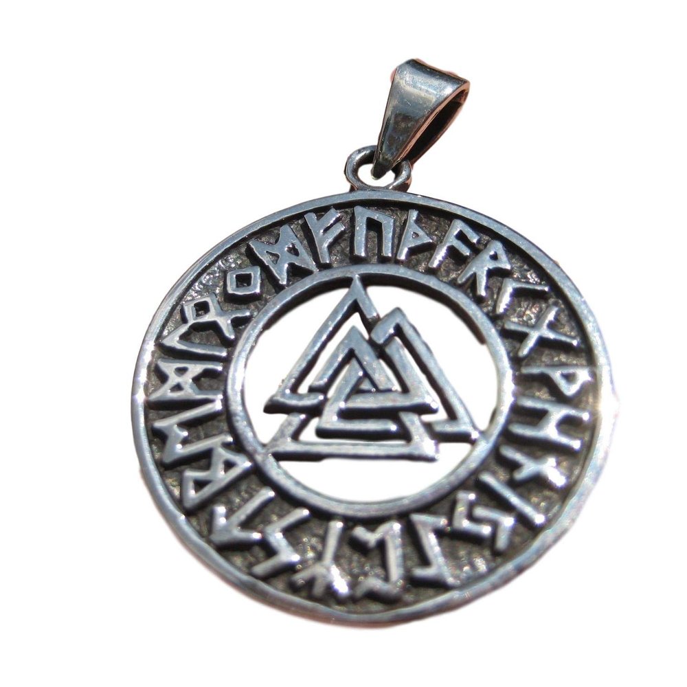 Everest Crystal Art 925 Silver Valknut Triquetra Triangle Norse Viking Germanic Pendant A2262