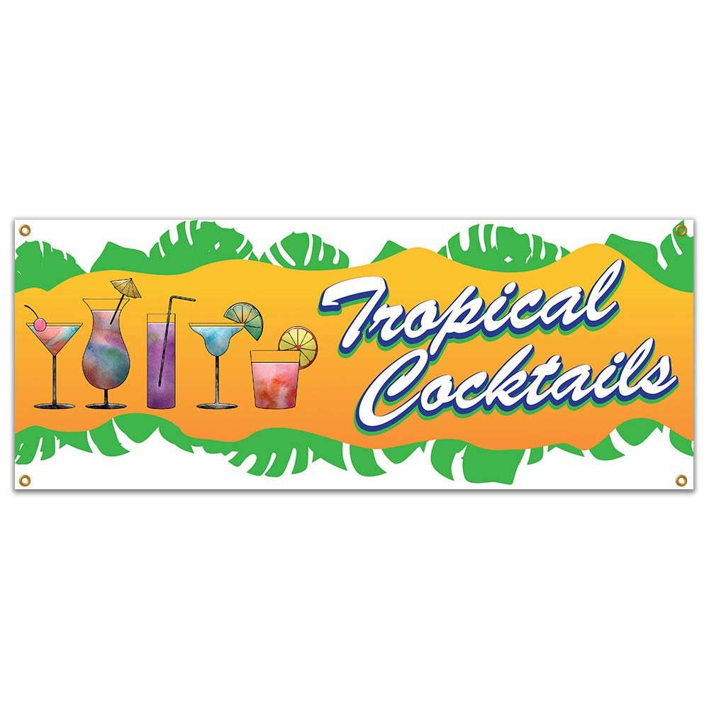 Tropical Cocktails 48" Banner Concession Stand Food Truck Single Sided