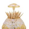 Akozon Toothpick Holder, 1pc Metal Zinc Alloy Toothpick Container Dispenser, Flower Pattern, Hand Press, Gold view 2