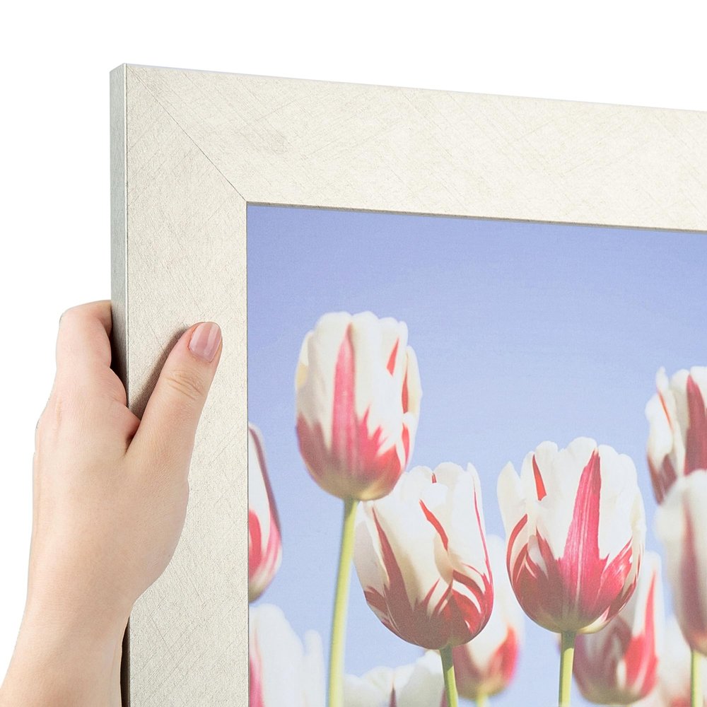 ArtToFrames 19x45 Inch Silver Picture Frame, This 2.00 Inch Custom MDF Poster Frame is Metallic Deco Silver, Great for Your Art or Photos - Comes with Economy Acrylic