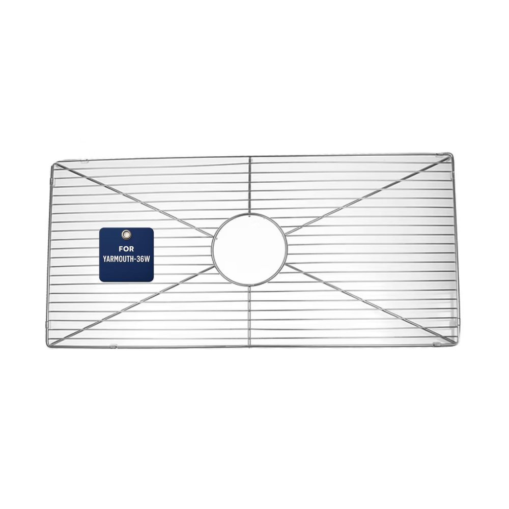 Nantucket Sinks BG-YM36 Sink Protector  Stainless Steel Bottom Grid for Yarmouth-36W Farmhouse Kitchen Sink, Chrome Finish, Protective Non-Slip Rubber Feet & Bumpers