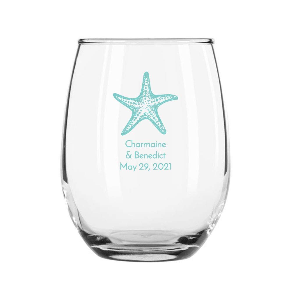 24 Pack Starfish Robin Egg Stemless 9 oz Wine Glass