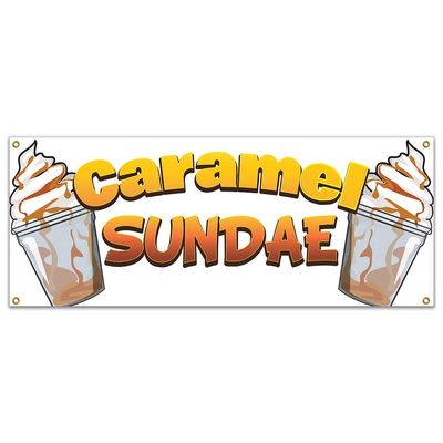 Caramel Sundae 48" Banner Concession Stand Food Truck Single Sided