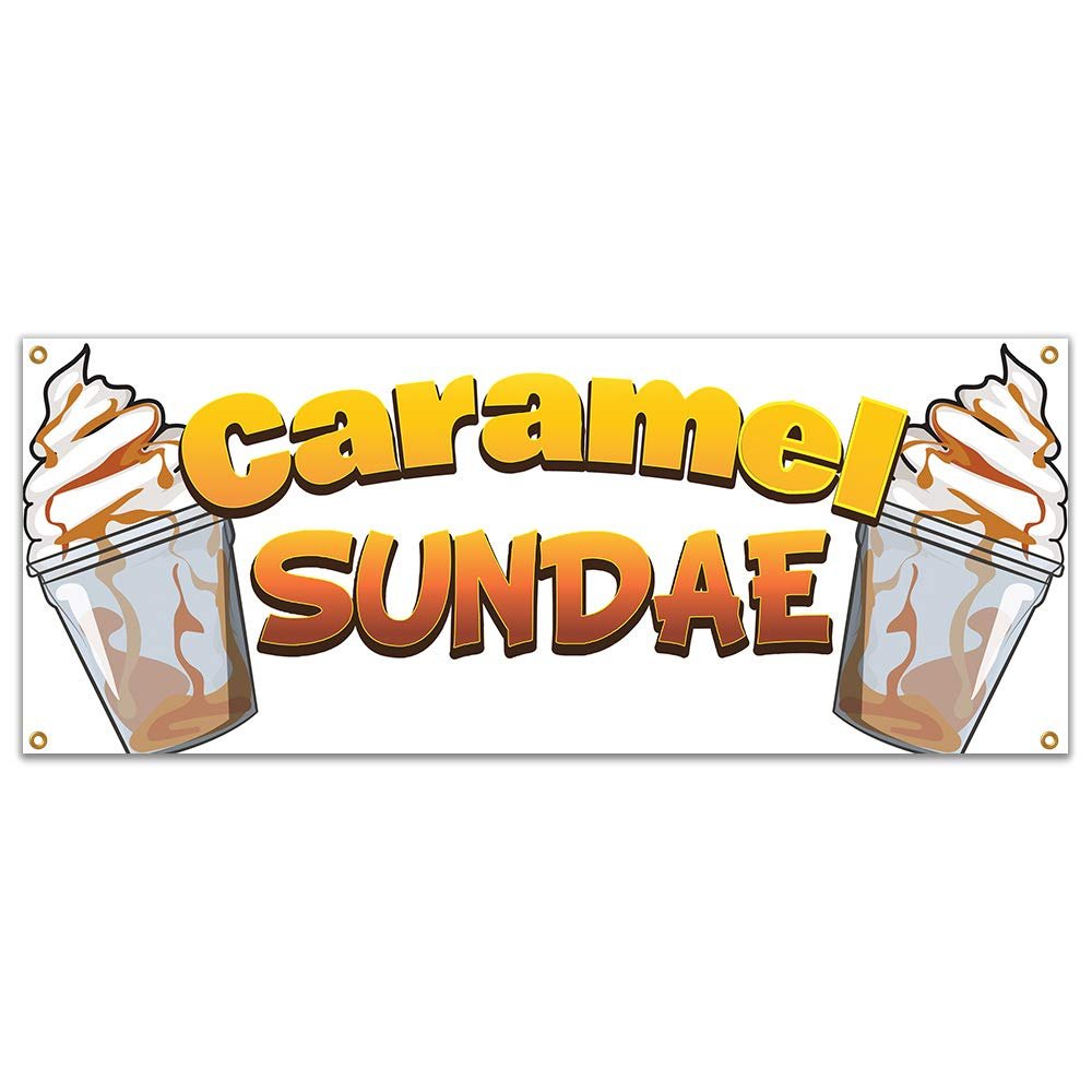 Caramel Sundae 48" Banner Concession Stand Food Truck Single Sided