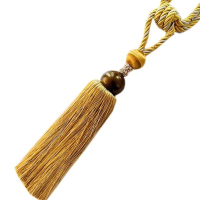 1 Pair Tassel Rope Curtain Tiebacks Tassel Curtain Holdbacks Curtain Buckle (Gold)