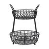 Gourmet Basics by Mikasa Loop and Lattice 2 Tier Divided Round Basket, Black view 1