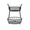 Gourmet Basics by Mikasa Loop and Lattice 2 Tier Divided Round Basket, Black view 2