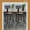 OEF Furnishings OEF6218HB-10/2 Premium Commercial-Grade All-Purpose Round Stool with Backrest (Height-Adjustable, 1827 inch Range, Black Frame, Masonite Wood Seat, 2-Pack) view 2