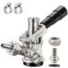 MRbrew All 304 Stainless Steel Keg Coupler, Commercial Sankey Kegerator D System Keg Tap Dispenser for I.D 5/16'' Draft Beer Line Gas Brewing Tubing with Check Valve Sealing Washer Hose Clamp view 1