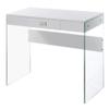 Convenience Concepts SoHo 1 Drawer Glass 36 inch Desk, White view 1