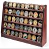 DecoWoodo Challenge Coin Display Case, 5 Row Military Coin Wooden Holder Rack Stand Holds 45 Coins for Desk or Wall Mount, Coin Holders for Collectors (Mahogany Finish) view 1
