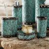 BLACK FOREST DECOR - Tooled Turquoise Flowers Bath Set - Includes Tumbler, Soap Dish, and Toothbrush Holder - 3 Piece Set view 1
