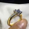 Bansriracha 2 Carat Solitaire Engagement Ring 925 Sterling Silver Gold Color Princess Cut SONA NSCD Stone Ring for Women Wedding (10) view 3