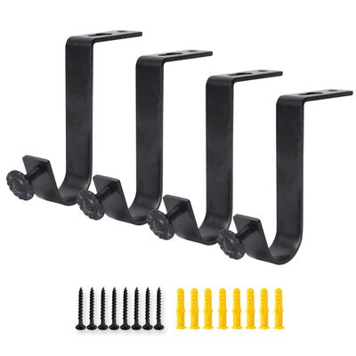 AddGrace 4 Pack Ceiling Curtain Rod Bracket for 1 Inch Drapery Rod Black