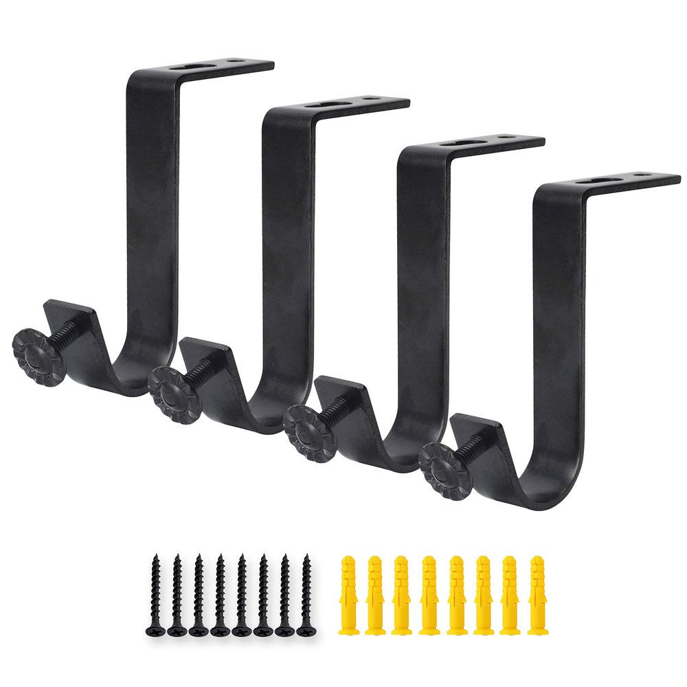 AddGrace 4 Pack Ceiling Curtain Rod Bracket for 1 Inch Drapery Rod Black