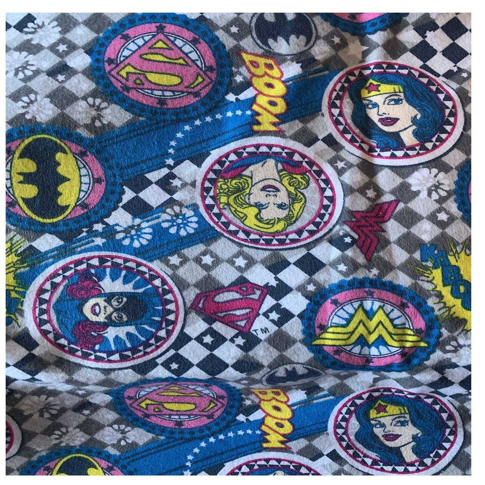 Aunt Sandy's Sewing Adult Weighted Blanket in Twin Size with Flannel Girl Heroes in 12 lbs, Super Hero Women