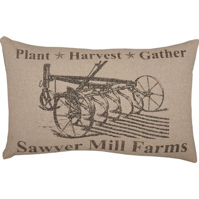VHC Brands Sawyer Mill Plow Throw Pillow, Charcoal, 14x22