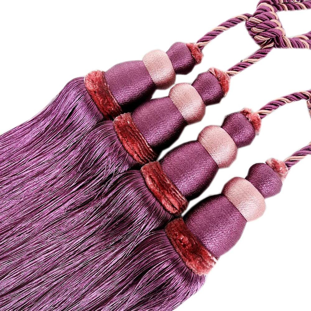 1 Pair Creative Double Balls Tassels Curtain Tiebacks Curtain Buckle Holder Tieback Curtain Tassel Holdbacks (Purple)