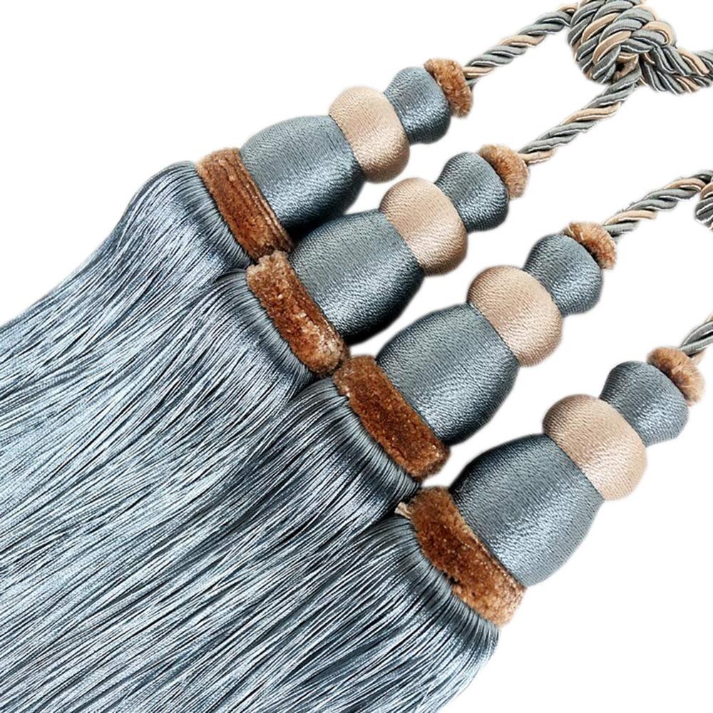 1 Pair Creative Double Balls Tassels Curtain Tiebacks Curtain Buckle Holder Tieback Curtain Tassel Holdbacks (Lake Blue)