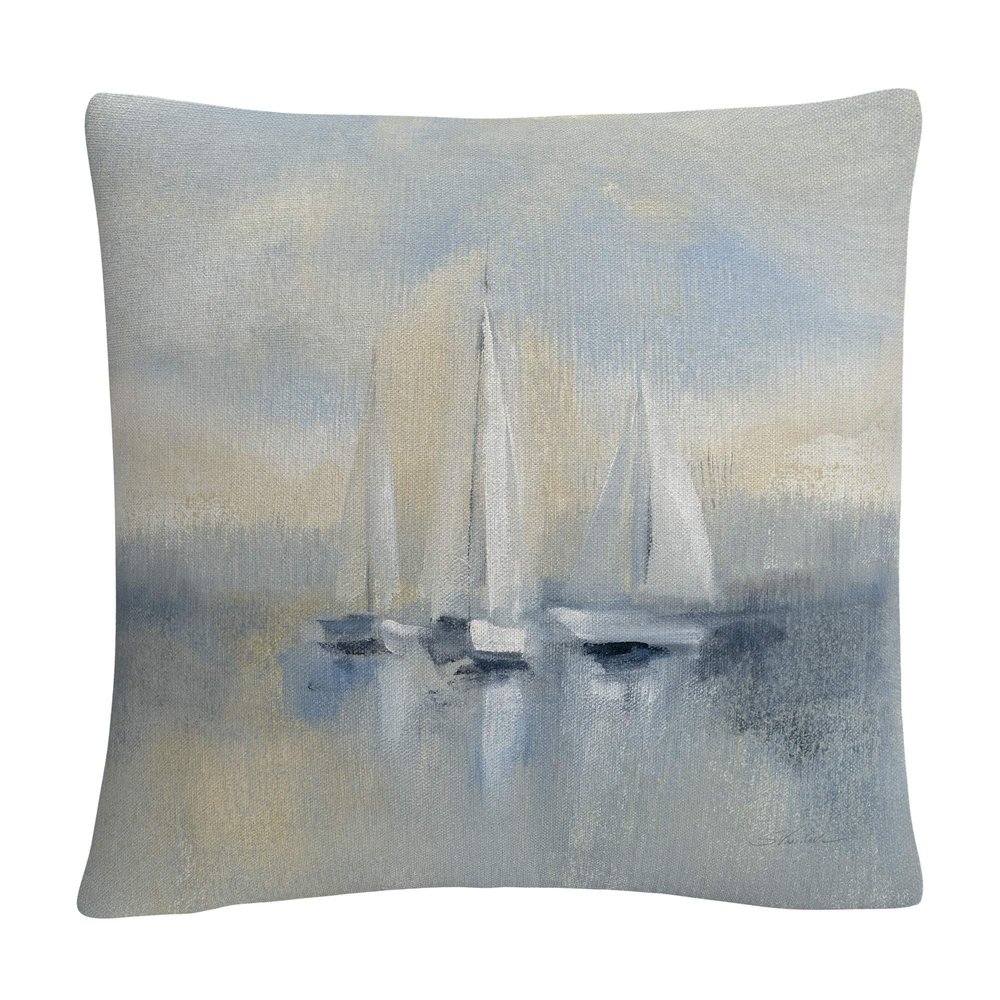 Trademark Fine Art Morning Sail I Blue by Silvia Vassileva, 16x16 Decorative Throw Pillow
