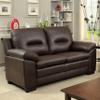24/7 Shop at Home Anoux Contemporary Upholstered Faux Leather Loveseat, Brown view 2