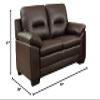 24/7 Shop at Home Anoux Contemporary Upholstered Faux Leather Loveseat, Brown view 3