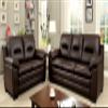 24/7 Shop at Home Anoux Contemporary Upholstered Faux Leather Loveseat, Brown view 4