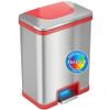 iTouchless 13 Gallon Automatic Step Sensor Trash Can with Odor Control System, Stainless Steel Kitchen Pedal Touchless Garbage Bin, Powered by Batteries or AC Adapter (not Included), Autostep, Red, Model:ITAS13R view 1