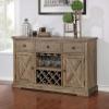 24/7 Shop at Home Van Lin Country Rustic Multi-Storage Wood Dining Server, Light Oak view 2