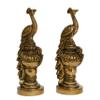 Aakrati Pair of Handmade Small Sitting Brass Peacock Figurine Showpiece - Table Decor Gift view 2