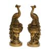 Aakrati Pair of Handmade Small Sitting Brass Peacock Figurine Showpiece - Table Decor Gift view 3