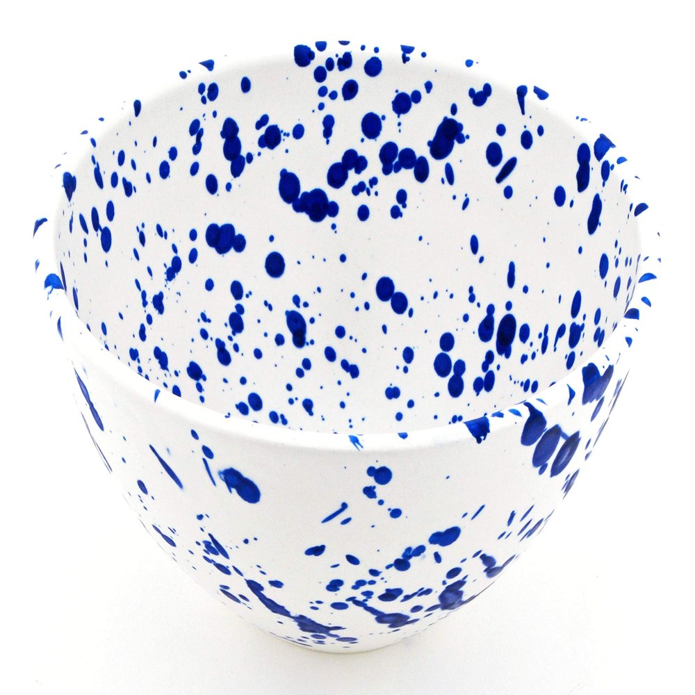 ART ESCUDELLERS Ceramic Breakfast Bowl, Handmade and Handpainted in Mate Blue Decoration. 6,69" x 6,69" x 3,94"