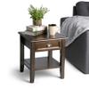 SIMPLIHOME Burlington End Table - 18 inch Wide Solid Wood Square Accent Table with Drawer and Open Shelf in Mahogany Brown, Transitional Nightstand or Lamp Stand for Living Room or Bedroom view 4