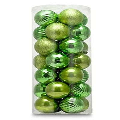 AUXO-FUN Small Size 28ct shatterproof Christmas Ball Ornaments in 4 Classic finishes for Christmas Tree Decoration (Lime Green, 1.57 Mini Size)