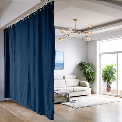 ChadMade Room Divider Screen Partitions Curtain Ceiling Track Kit, XXX-Large B, Fit for 14ft to 18ft Wide x 9ft Tall Space, Navy Heavyweight Blackout Curtains 2 of 9.5ft Wide by 8.5ft Tall