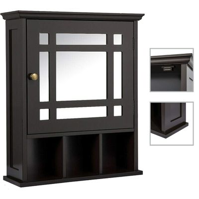 Cirocco Wall Mount Bathroom Cabinet Modern Storage Shelf with Mirror Door | 3 Height Adjustable Sturdy Durable Heavy Duty Waterproof Magnetic Door | for Medicine Kitchen Laundry Home Office Hallway