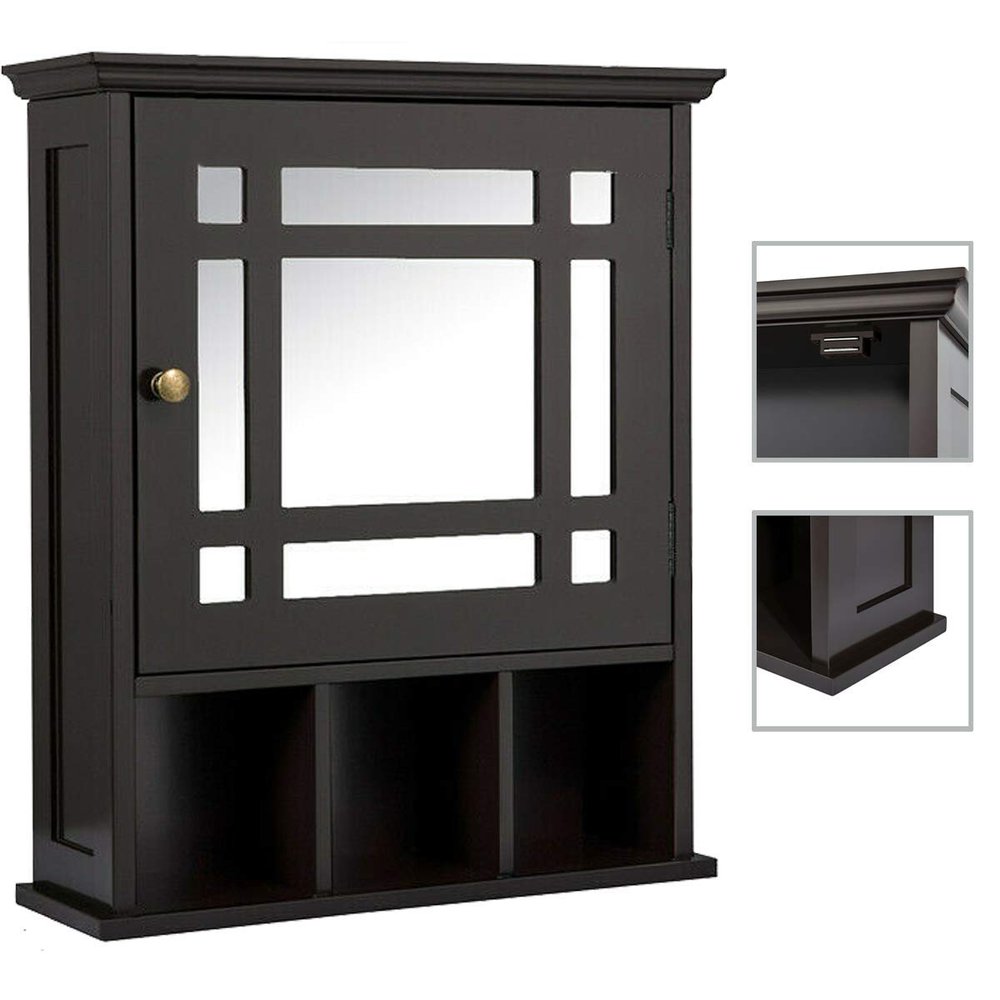 Cirocco Wall Mount Bathroom Cabinet Modern Storage Shelf with Mirror Door | 3 Height Adjustable Sturdy Durable Heavy Duty Waterproof Magnetic Door | for Medicine Kitchen Laundry Home Office Hallway