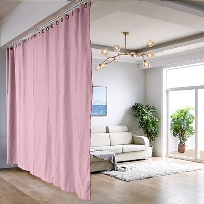 ChadMade Ceiling Track Room Divider Screen Partitions Curtain Kit, Medium B, Fit for 4ft 6in to 6ft Wide x 9ft Tall Space, Pink Blackout Curtain Room Divider Screen Partitions 7ft Wide by 8.5ft Tall