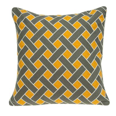 20" X 7" X 20" Transitional Gray and Orange Pillow Cover with Poly Insert