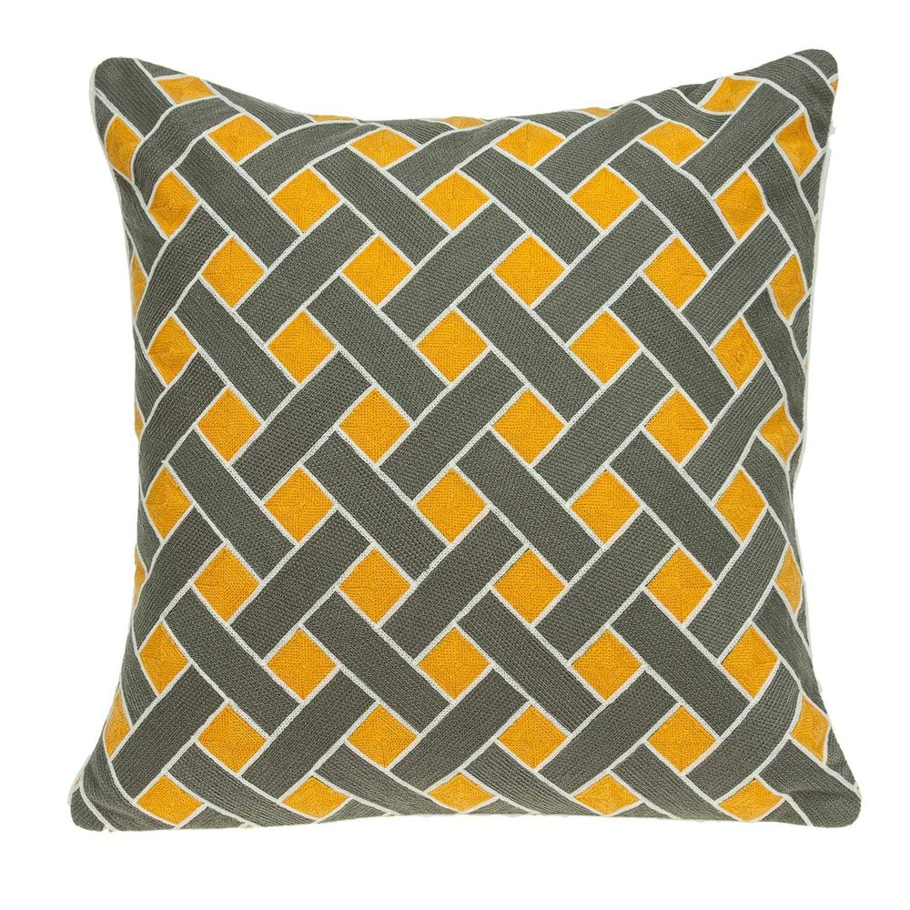 20" X 7" X 20" Transitional Gray and Orange Pillow Cover with Poly Insert