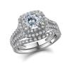 Bansriracha 925 Sterling Silver Women's Wedding Ring Sets Victorian Style Blue Side Stones Classic Jewelry for Women (9) view 4