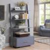 Convenience Concepts American Heritage Ladder Bookcase with File Drawer, Gray view 2